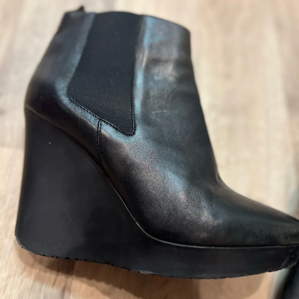 Jimmy Choo Black Leather Platform Wedge Ankle Boots EU 40.5 US 10.5